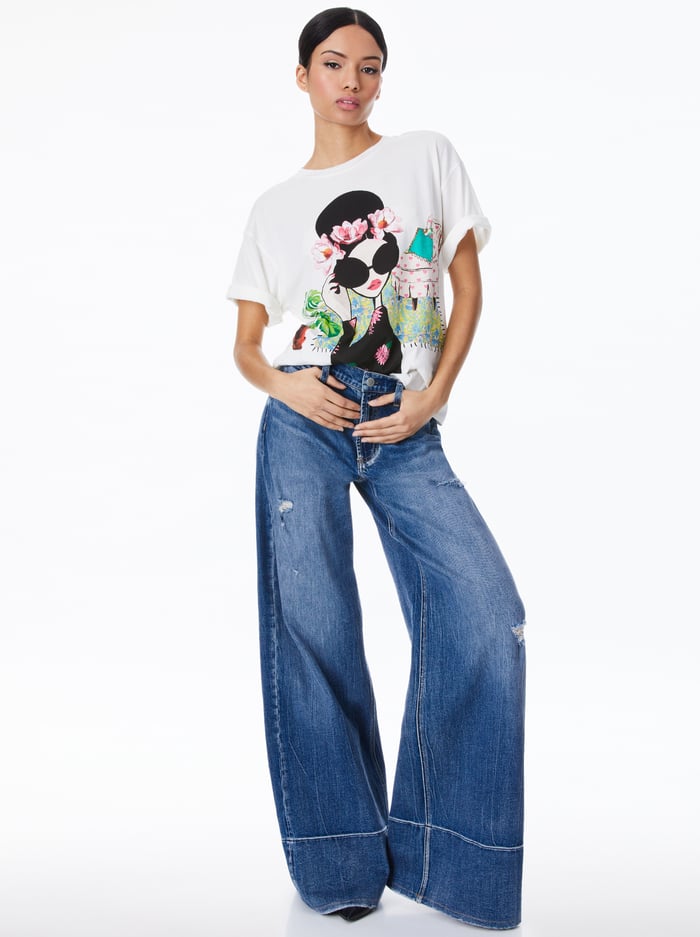 EVAN OVERSIZED ROLL SLV TEE - WHITE image 4 - Alice And Olivia