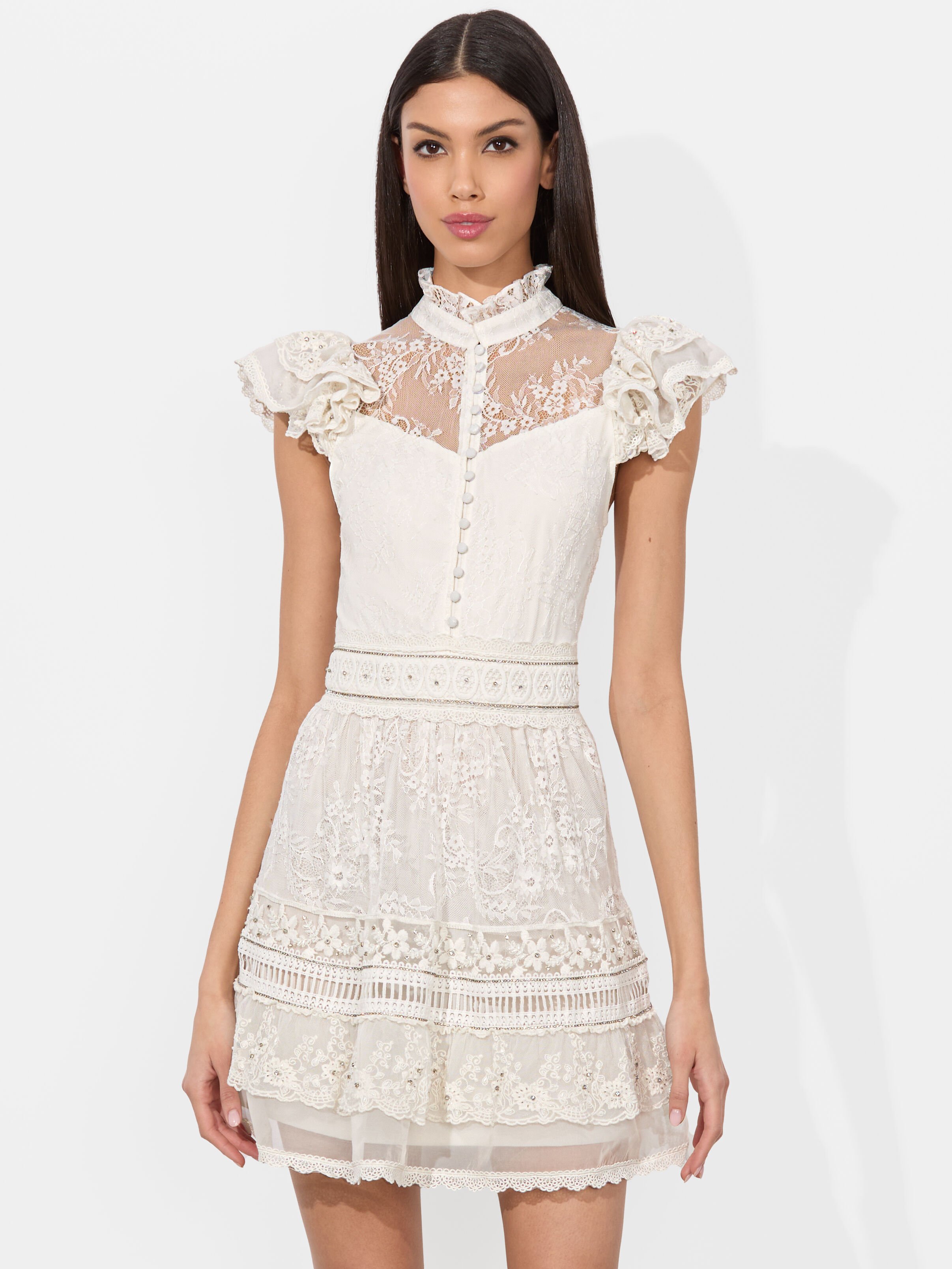 White Designer Mini Dresses | A-line, Denim, Floral | Alice