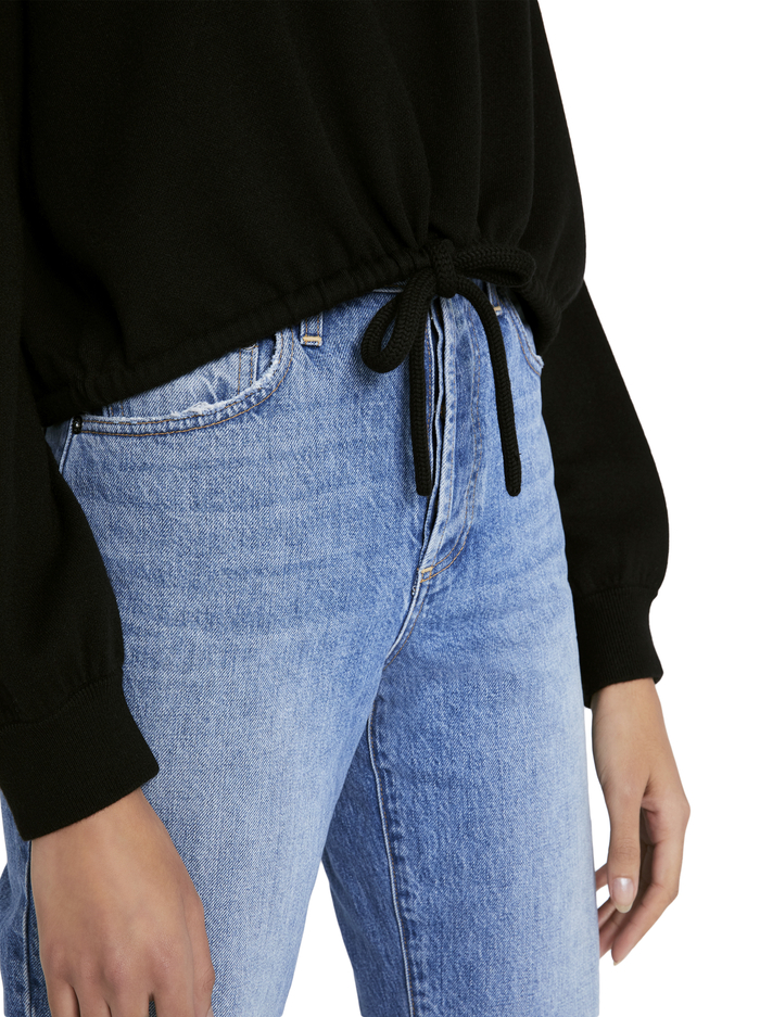 BERNETTA PULLOVER WITH DRAWSTRING - BLACK image 3 - ALICE + OLIVIA