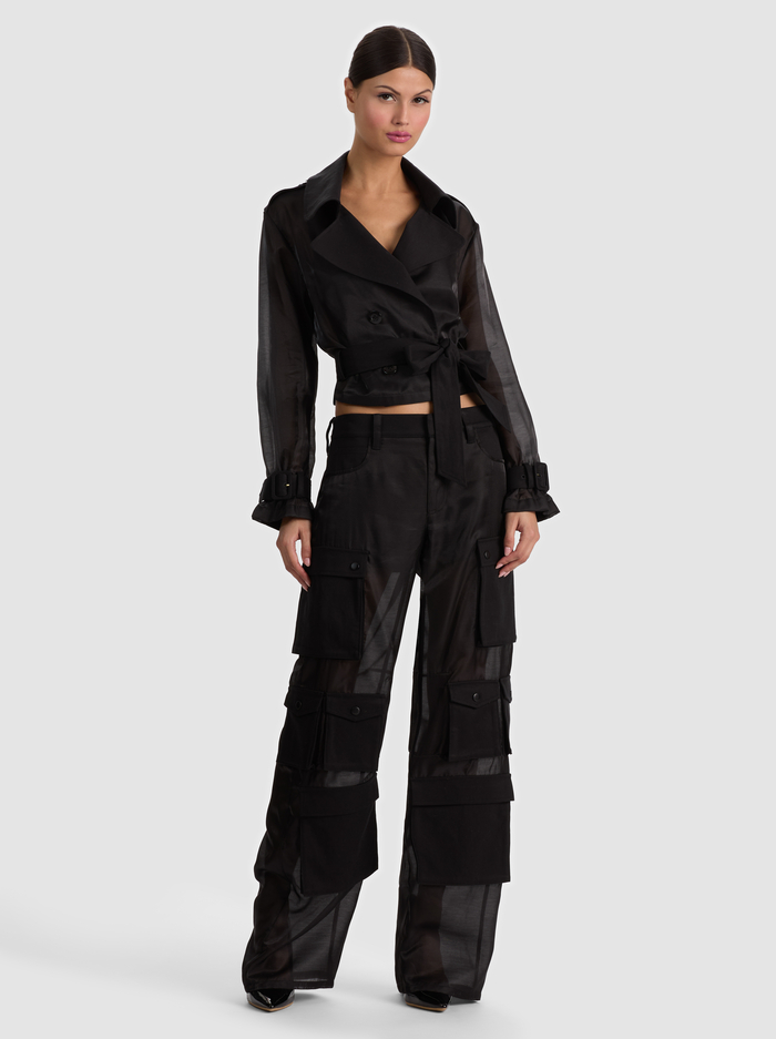 OLYMPIA SHEER COMBO CARGO PANT - BLACK image 1 - ALICE + OLIVIA