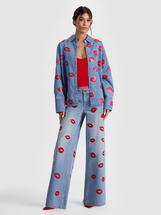 DENVER BRIGHT BLUE-FINELY OVERSIZED BUTTON DOWN