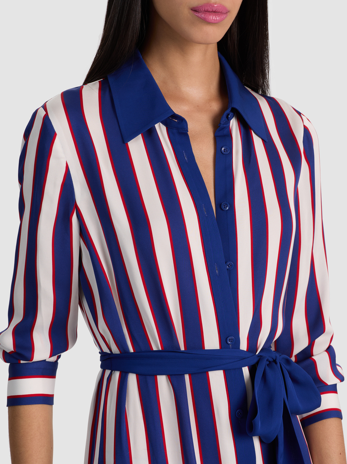 CHASSIDY MAXI SHIRT DRESS - NOVEAU STRIPE TWILIGHT BLUE image 1 - ALICE + OLIVIA