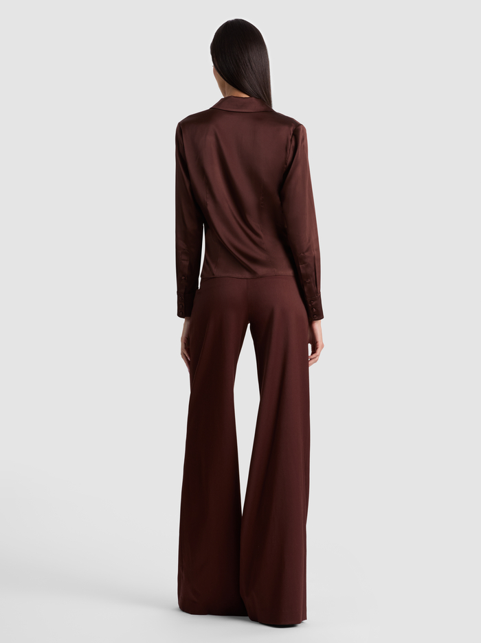 WILLA SILK BLOUSE - DARK CHOCOLATE image 2 - ALICE + OLIVIA