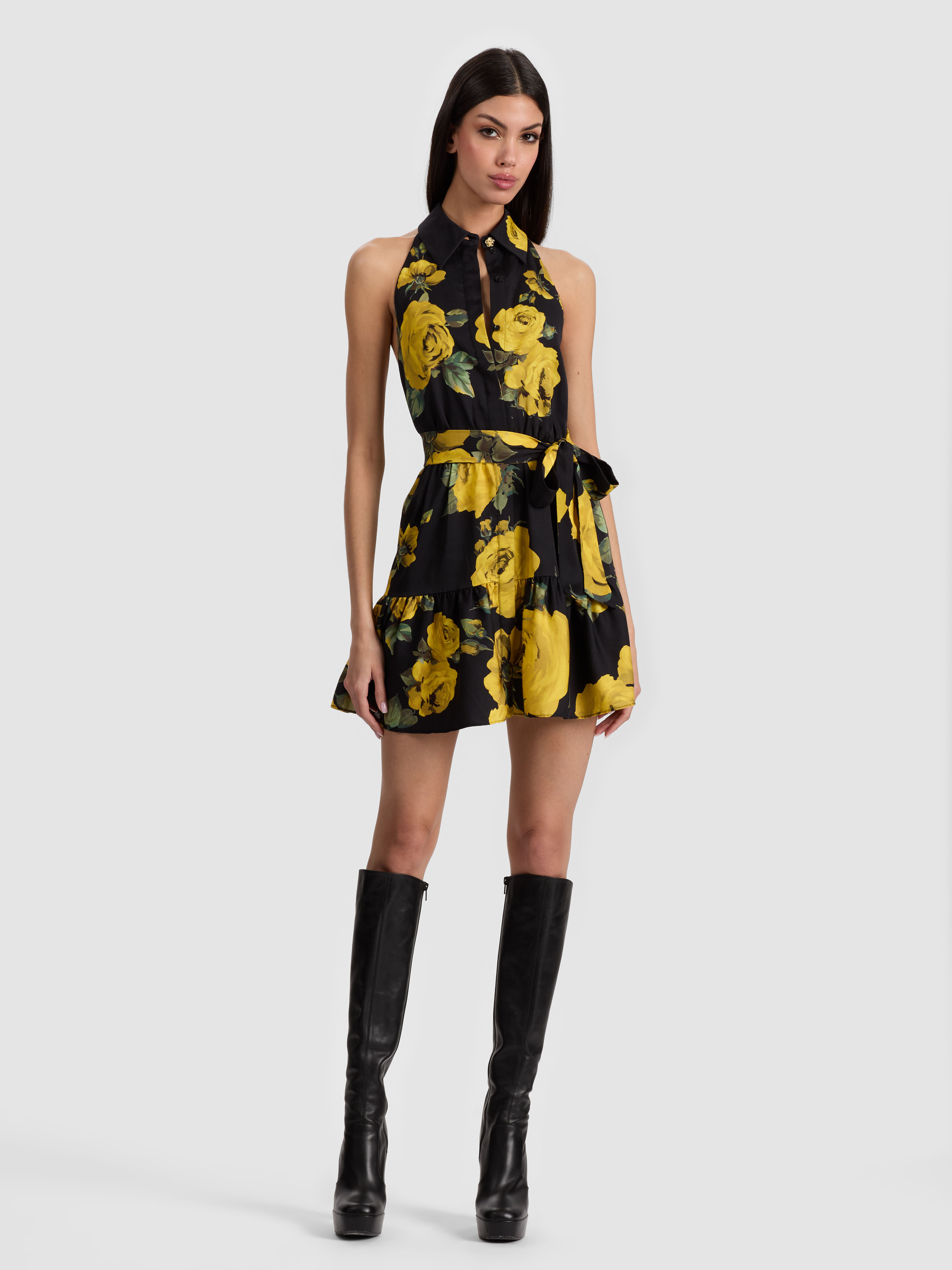 【Alice + Olivia】おしゃれ花柄マーメイドロングスリップドレス ar0009-1.jpg