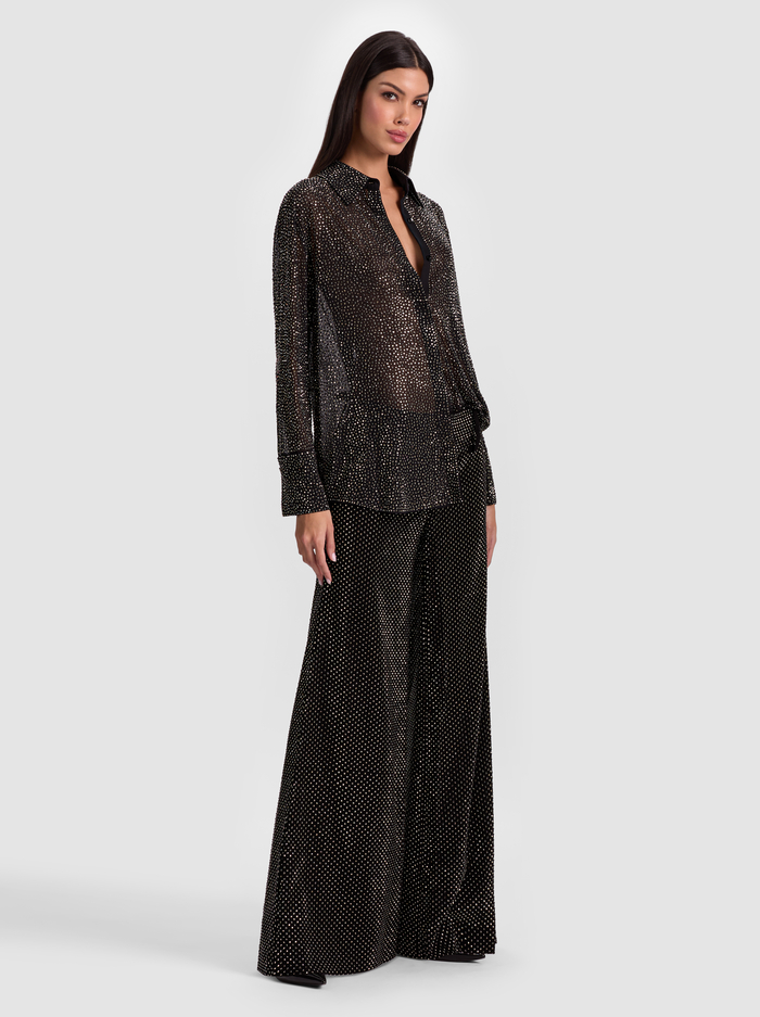 FINELY EMBELLISHED OVERSIZED BUTTON DOWN - BLACK image 4 - Alice And Olivia