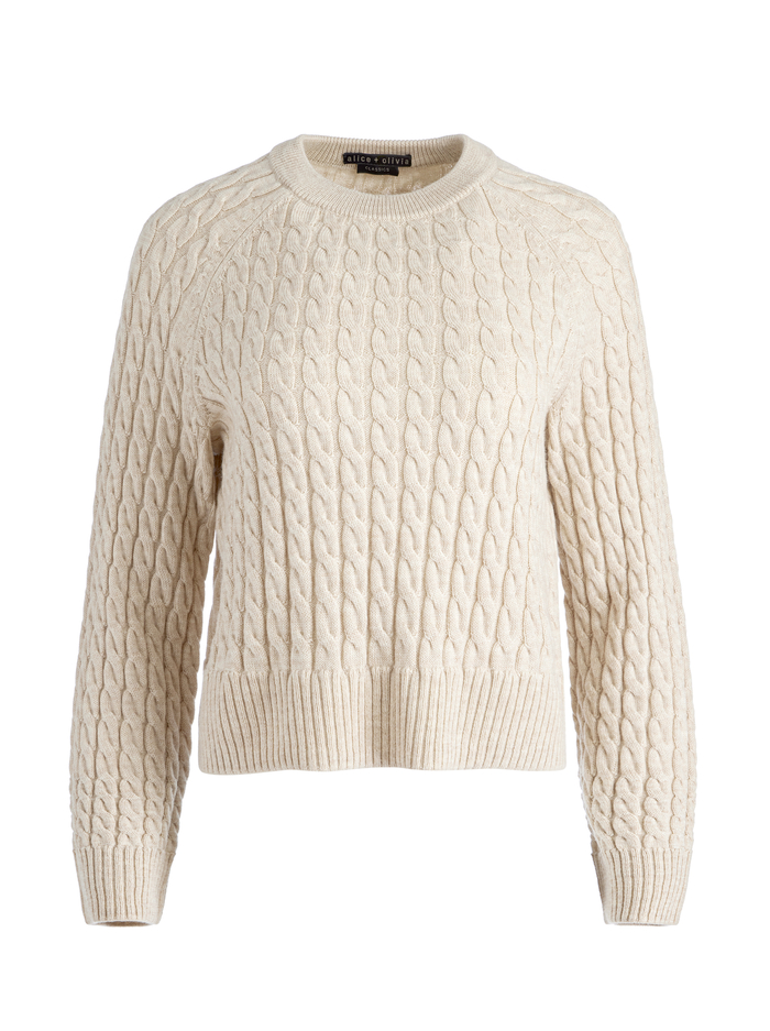 CIMARON CABLE KNIT SWEATER - ALMOND HEATHER image 5 - Alice And Olivia