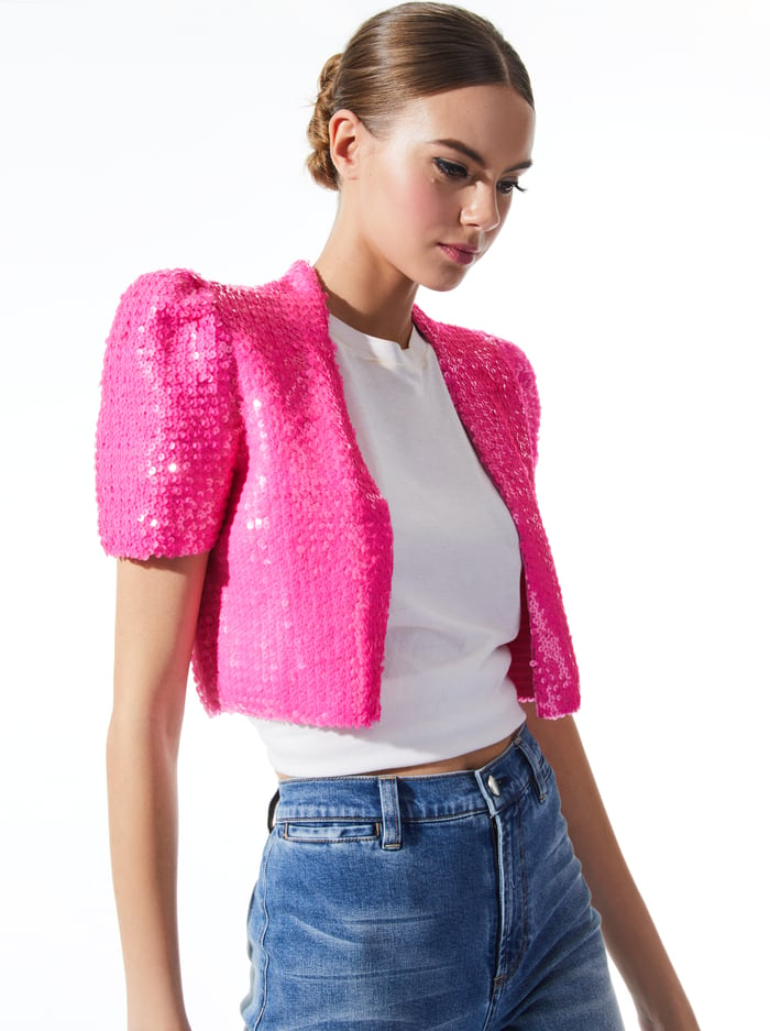 SHERRYL SEQUIN JACKET - FRENCH ROSE - Alice And Olivia