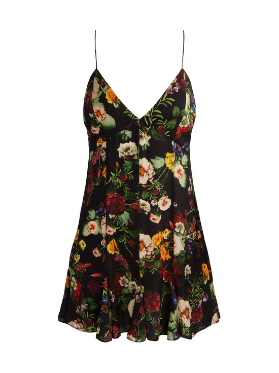 MAGIC GARDEN BLACK-JULIETTA MINI SLIP DRESS