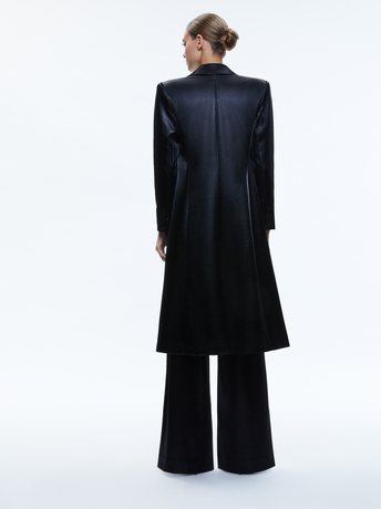 BLACK-MYA VEGAN LEATHER LONG BLAZER