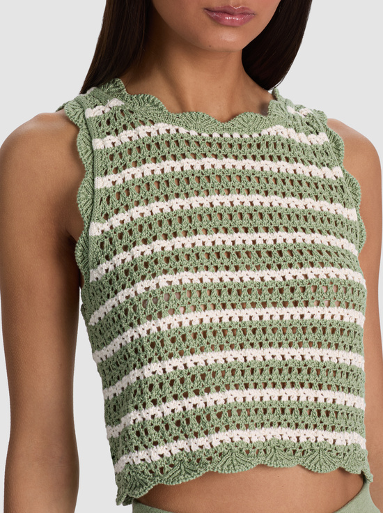 SAGE/SOFT WHITE-AMITY CROCHET TANK