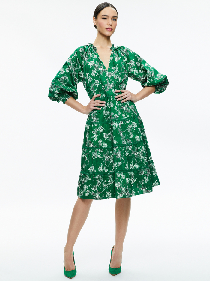 LAYLA TIERED RUFFLE MIDI DRESS - CENTRAL PARK image 2 - ALICE + OLIVIA