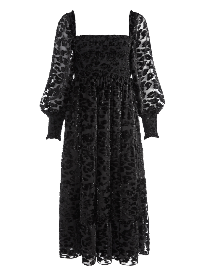 ROWEN LEOPARD MIDI DRESS - BLACK image 5 - ALICE + OLIVIA