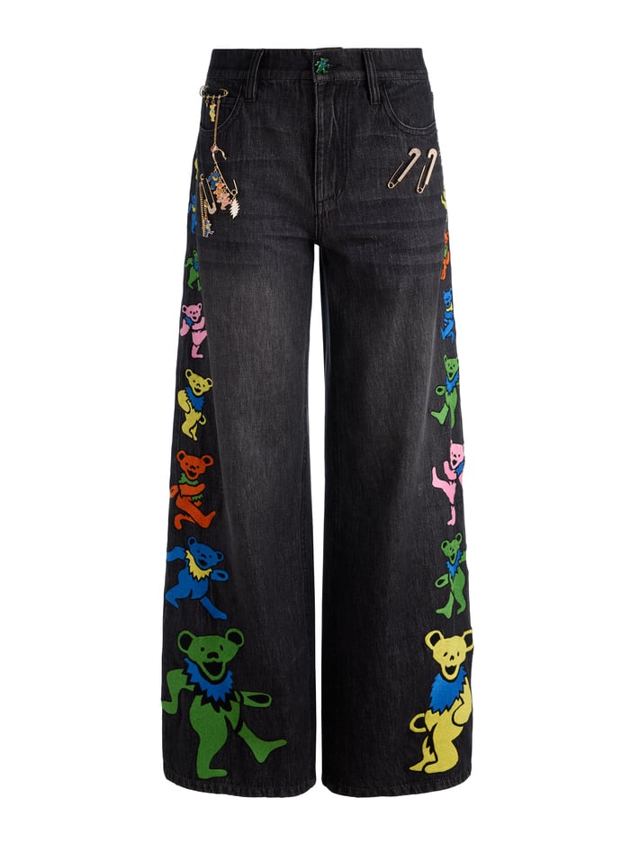 A+O X GRATEFUL DEAD AMAZING JEAN - MAYA CHARCOAL BLACK image 6 - Alice And Olivia