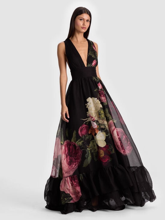BE STILL-ROYA GOWN WITH DETACHABLE CAPE