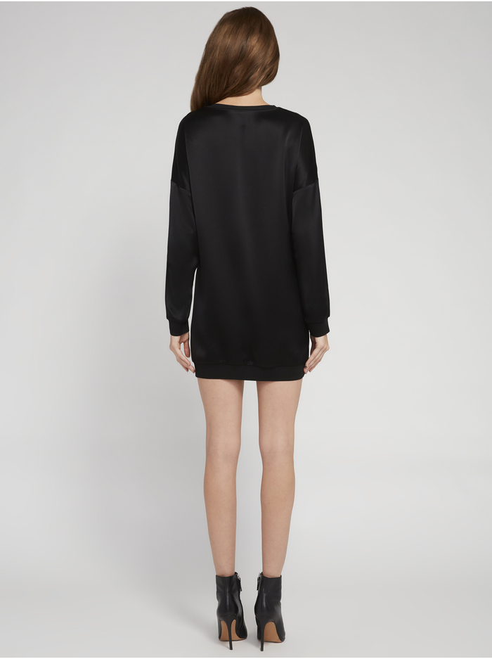 DREA CREW NECK SWEATSHIRT DRESS - BLACK image 3 - ALICE + OLIVIA
