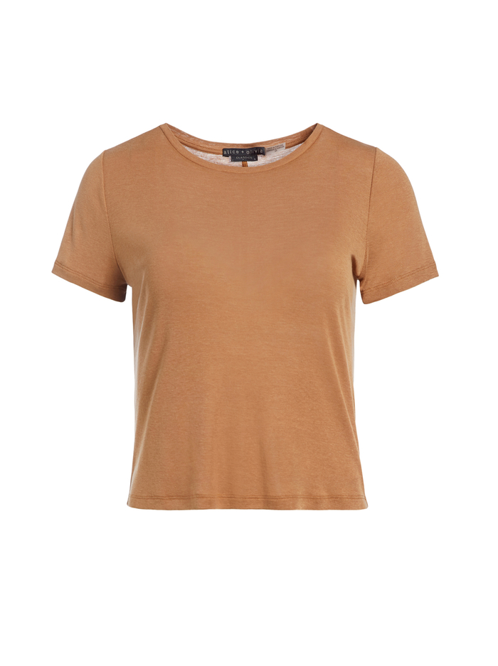 CINDY CROPPED TEE - CAMEL image 5 - Alice And Olivia