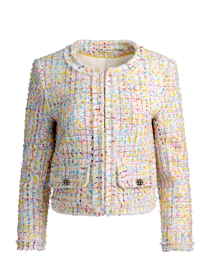 LANDON CROPPED JACKET - OFF WHITE/MULTI image 5 - ALICE + OLIVIA