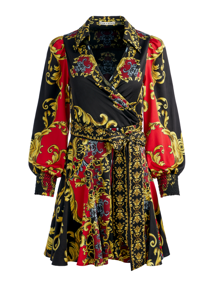 ALISA WRAP GODET SHIRT DRESS - REGAL ROMANCE BORDEAUX image 5 - Alice And Olivia