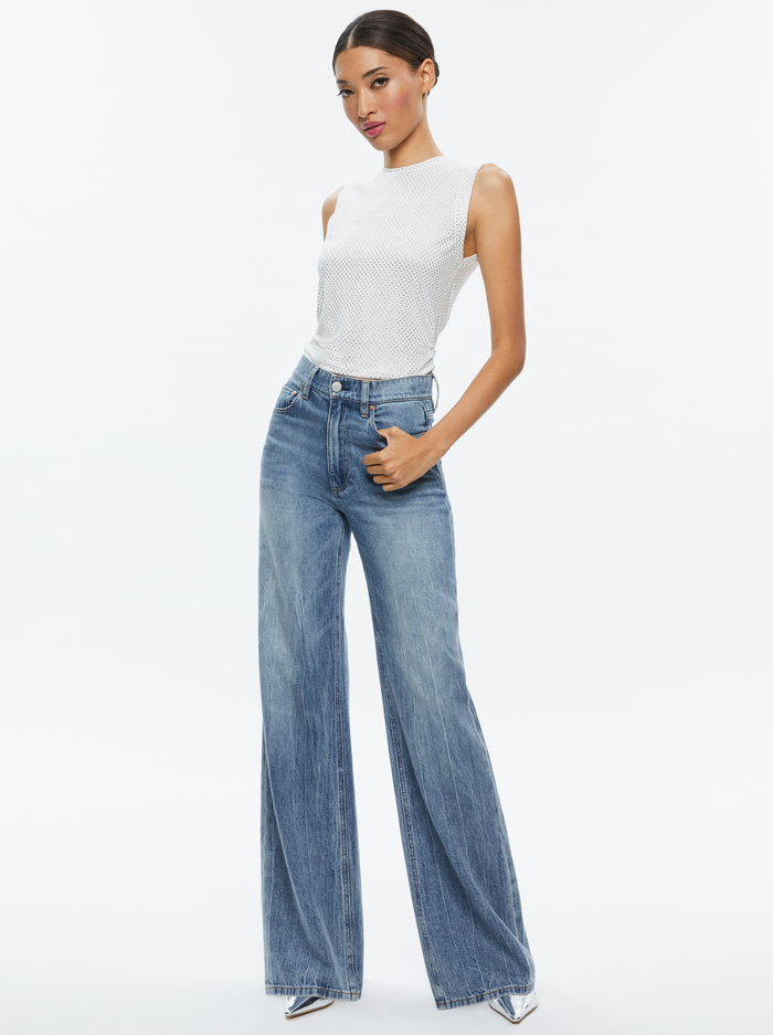 KAPPA EMBELLISHED CROPPED TANK - OFF WHITE/CLEAR image 1 - Alice And Olivia