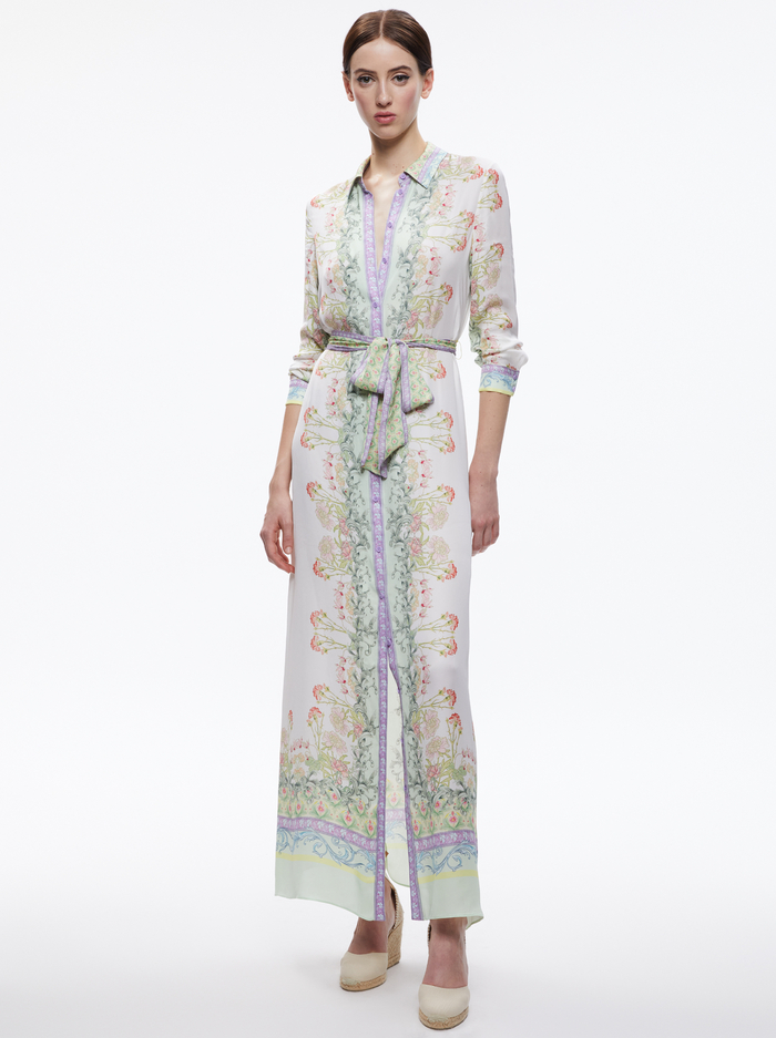 CHASSIDY MAXI SHIRT DRESS - FLORAL FEST - Alice And Olivia