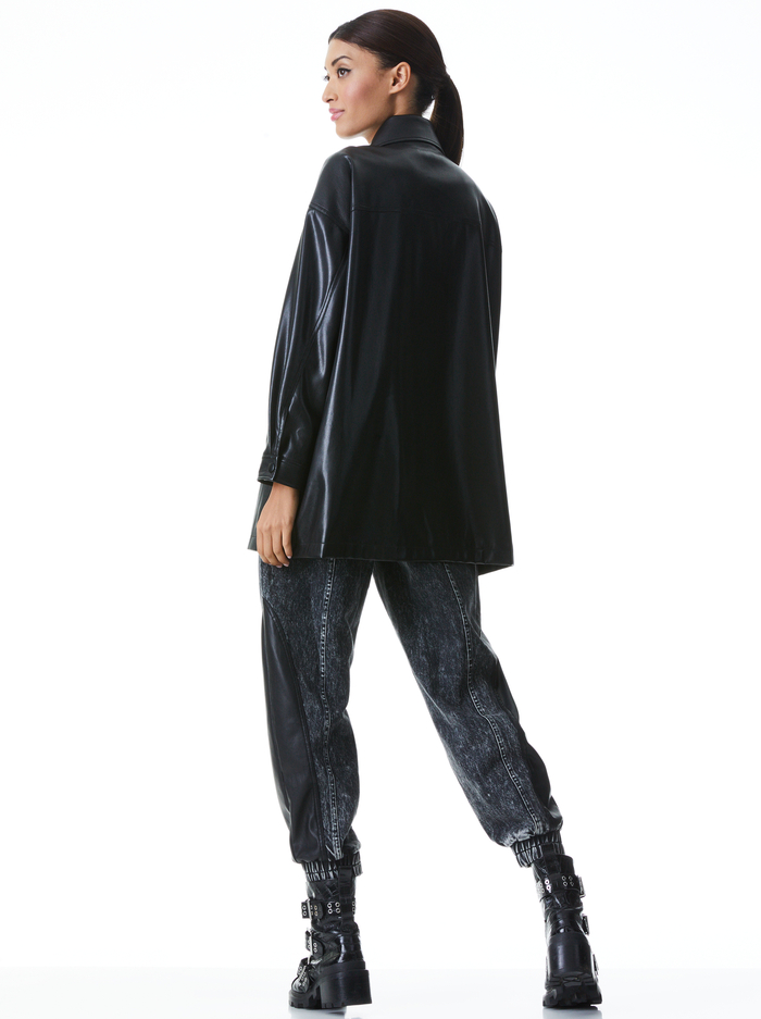 LANGSTON VEGAN LEATHER SHACKET - BLACK image 1 - ALICE + OLIVIA