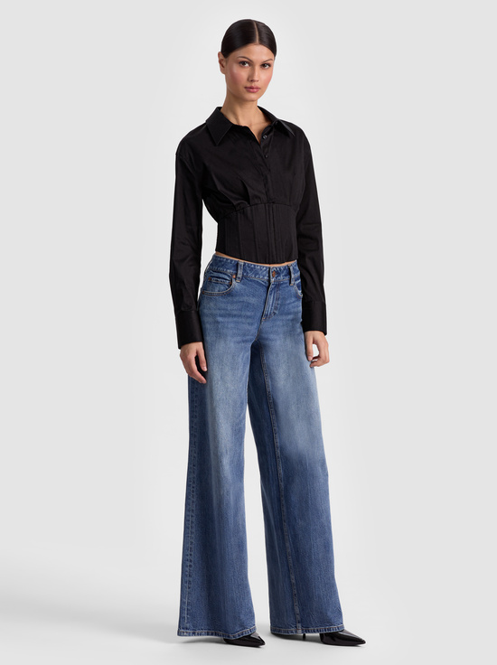 BLACK-EDIE CORSET BUTTON DOWN