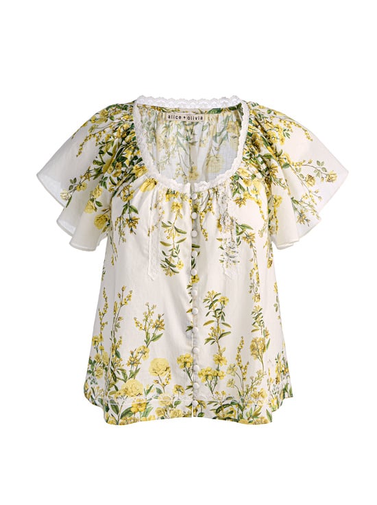 FRESH AIR BUTTER-ODETTE FLUTTER SLEEVE TOP