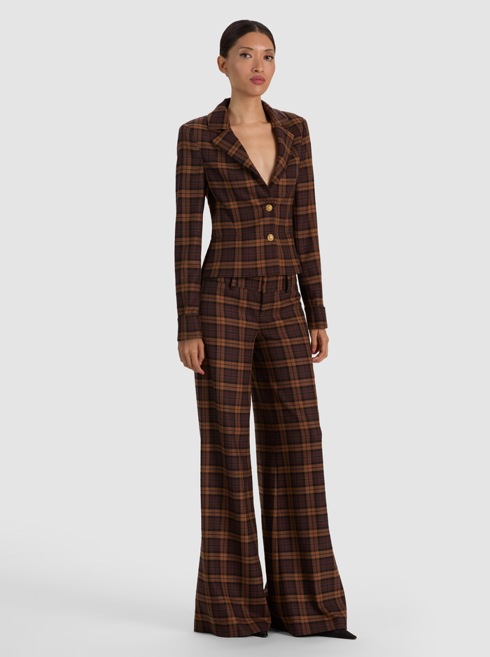 MACEY CROPPED FITTED BLAZER - DARK CHOCOLATE/CAMEL image 4 - ALICE + OLIVIA