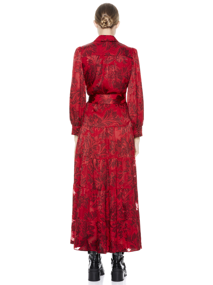 SITARA COLLARED MAXI DRESS - RUBY/MULTI image 2 - Alice And Olivia