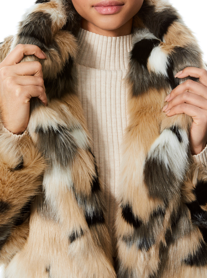 YETTA FAUX FUR COAT - NEUTRAL/BLACK image 2 - ALICE + OLIVIA