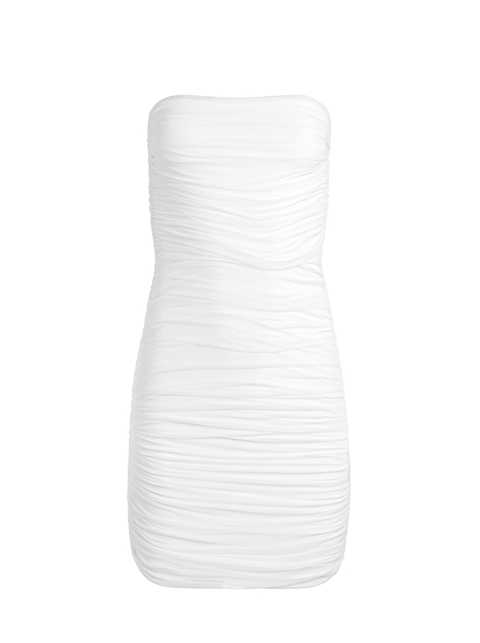 CRUZ RUCHED STRAPLESS MINI DRESS - OFF WHITE image 5 - Alice And Olivia