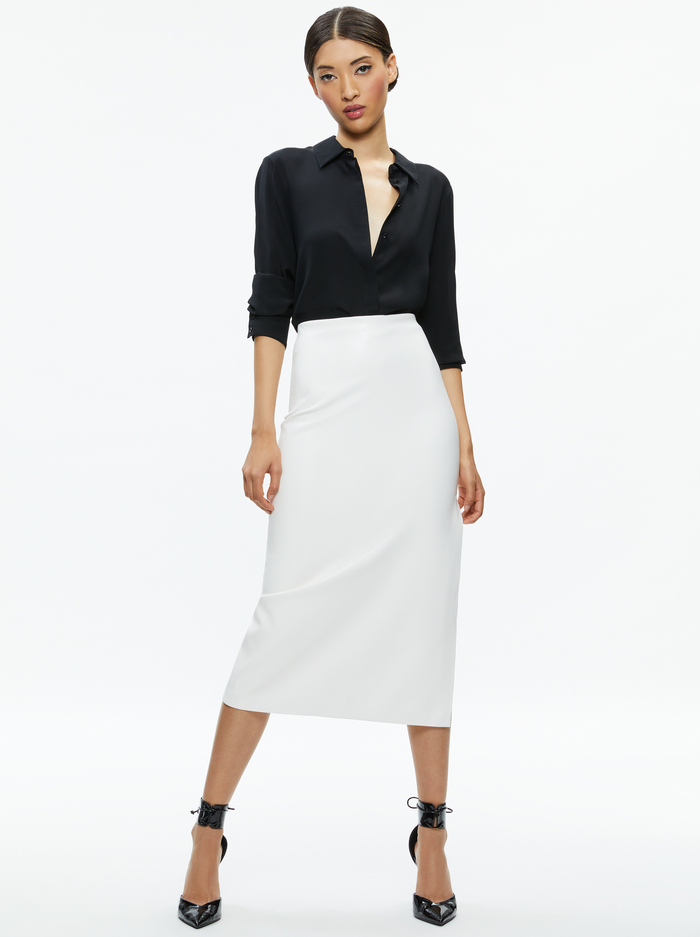 MAEVE VEGAN MIDI SKIRT - OFF WHITE image 2 - Alice And Olivia