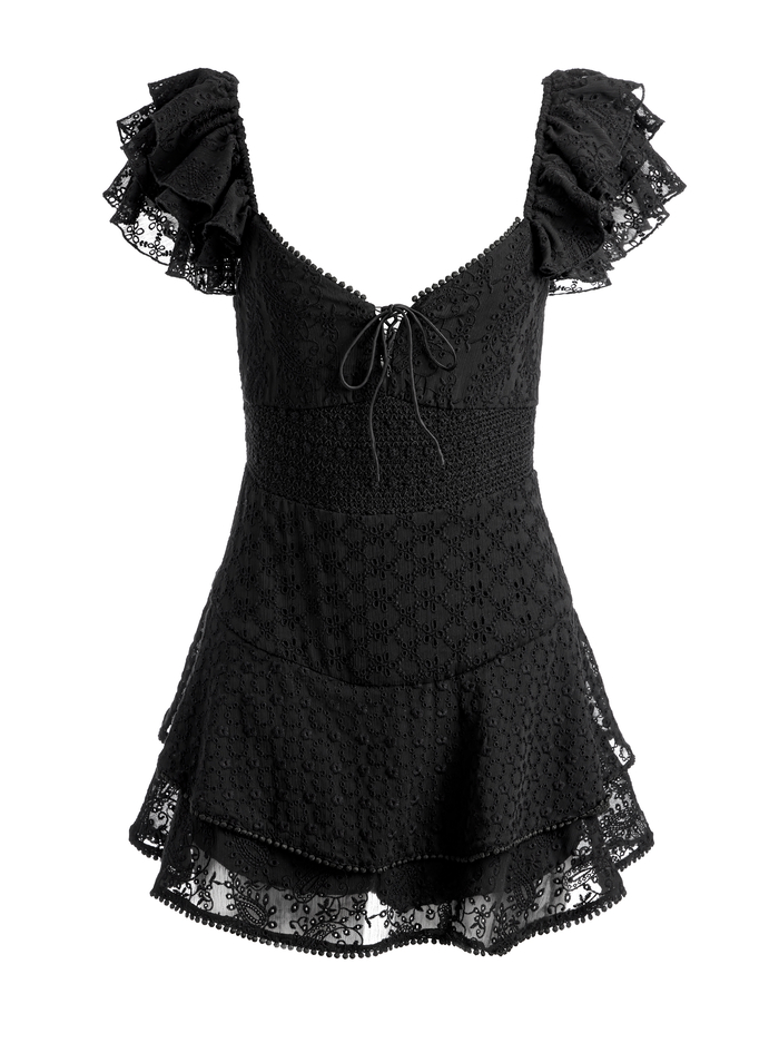 HARTFORD SMOCKED BUSTIER ROMPER - BLACK image 4 - Alice And Olivia
