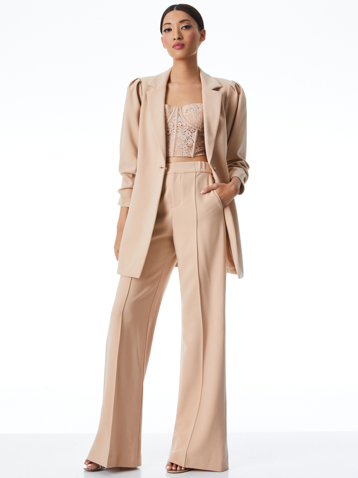 WENONA RUCHED PUFF SLEEVE BLAZER + DYLAN HIGH WAISTED WIDE LEG PANT - 
