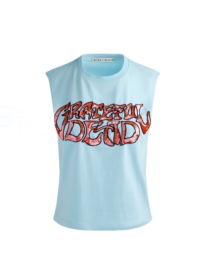 A+O X GRATEFUL DEAD MICAH MUSCLE TANK - CAROLINA BLUE MULTI image 6 - Alice And Olivia