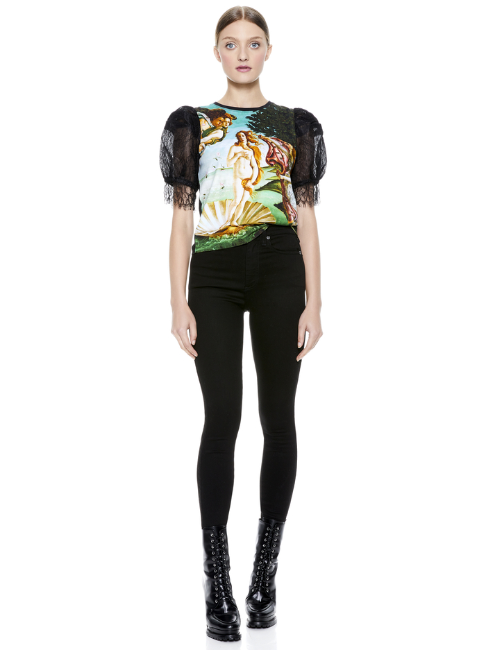 POSEY PUFF SLEEVE TEE - BIRTH OF VENUS MULTI/BLK image 4 - ALICE + OLIVIA