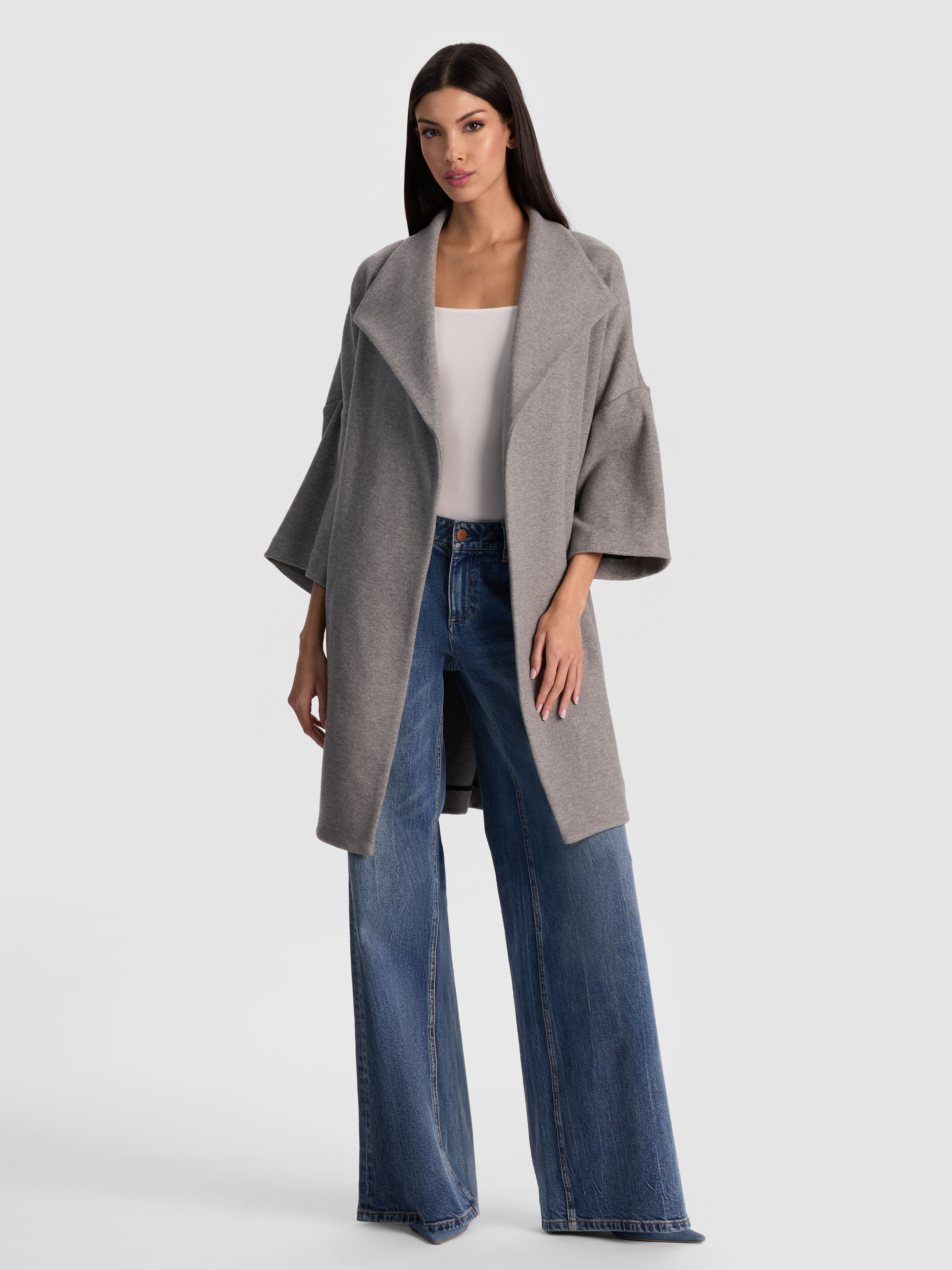 HESTER OPEN FRONT COAT in STORM GREY | ALICE + OLIVIA