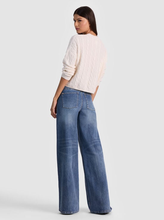ECRU-CECILIE CASHMERE CABLEKNIT PULLOVER