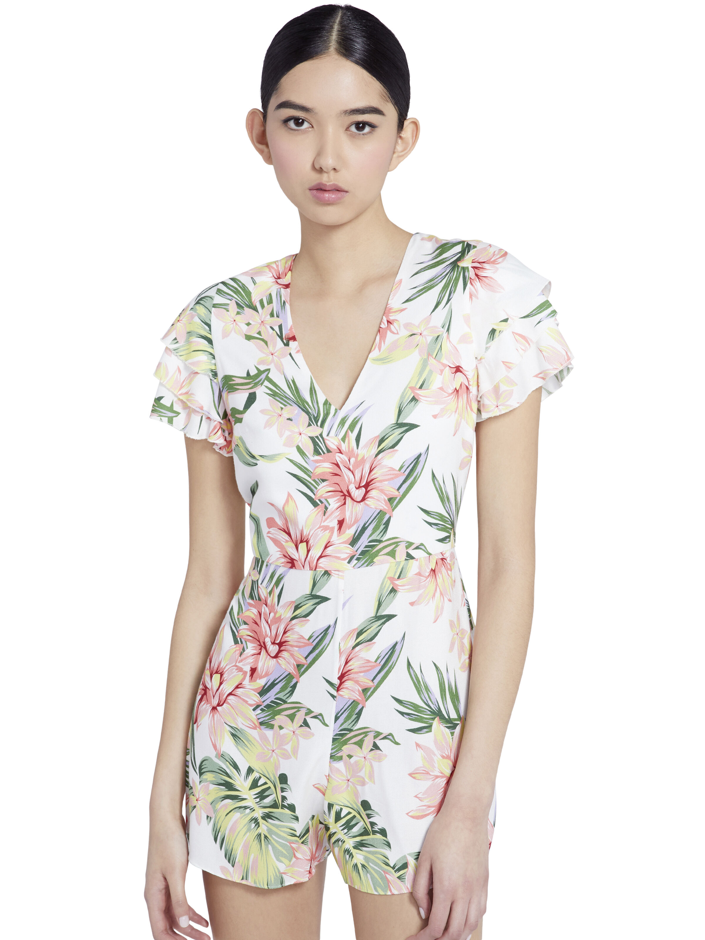 floral ruffle romper