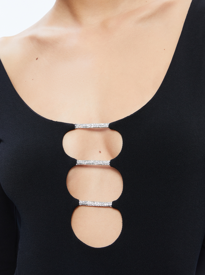 KALENA SCOOP NECK CUTOUT BODYSUIT - BLACK image 3 - Alice And Olivia