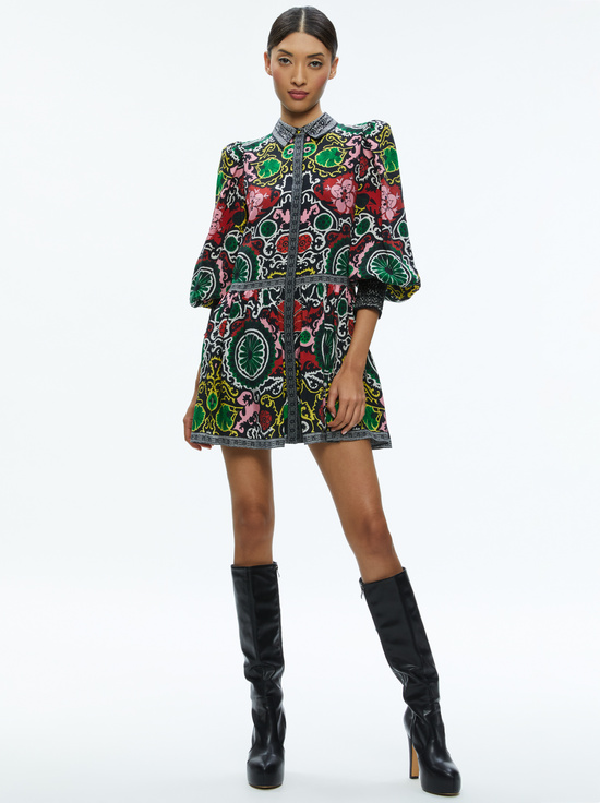 one shoulder flare sleeve mini dress Adrietta Long Sleeve Off Shoulder Mini Dress | White | Womens