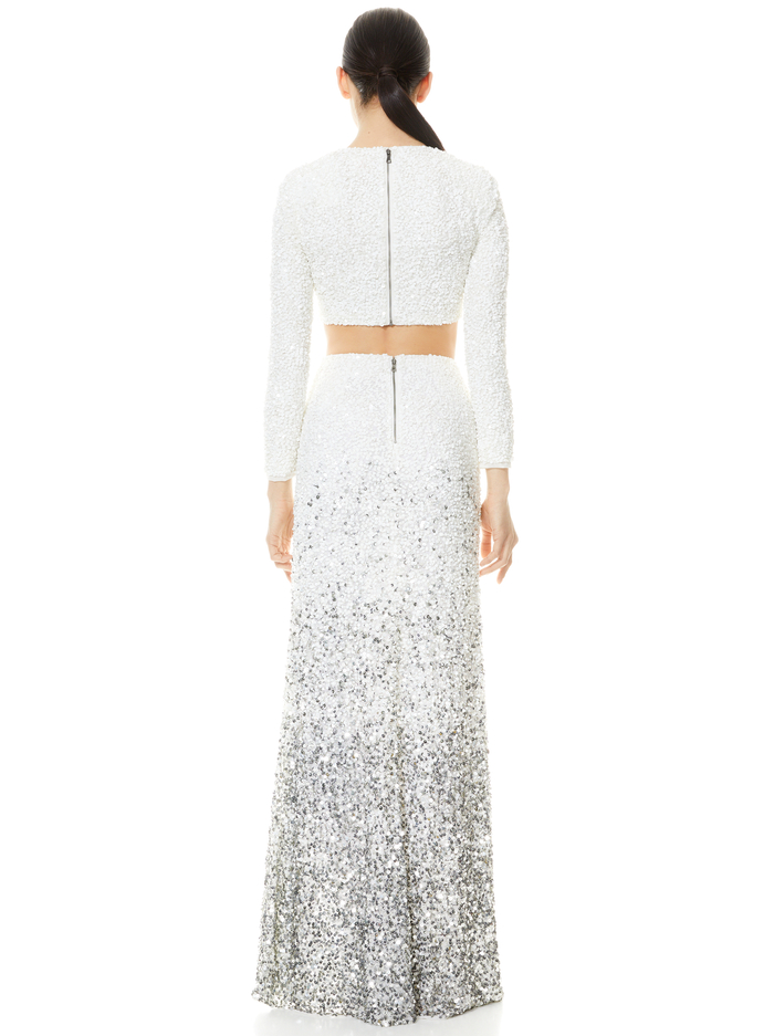 HOUSTON OMBRE SEQUIN GOWN SKIRT - OFF WHITE/MULTI image 1 - Alice And Olivia
