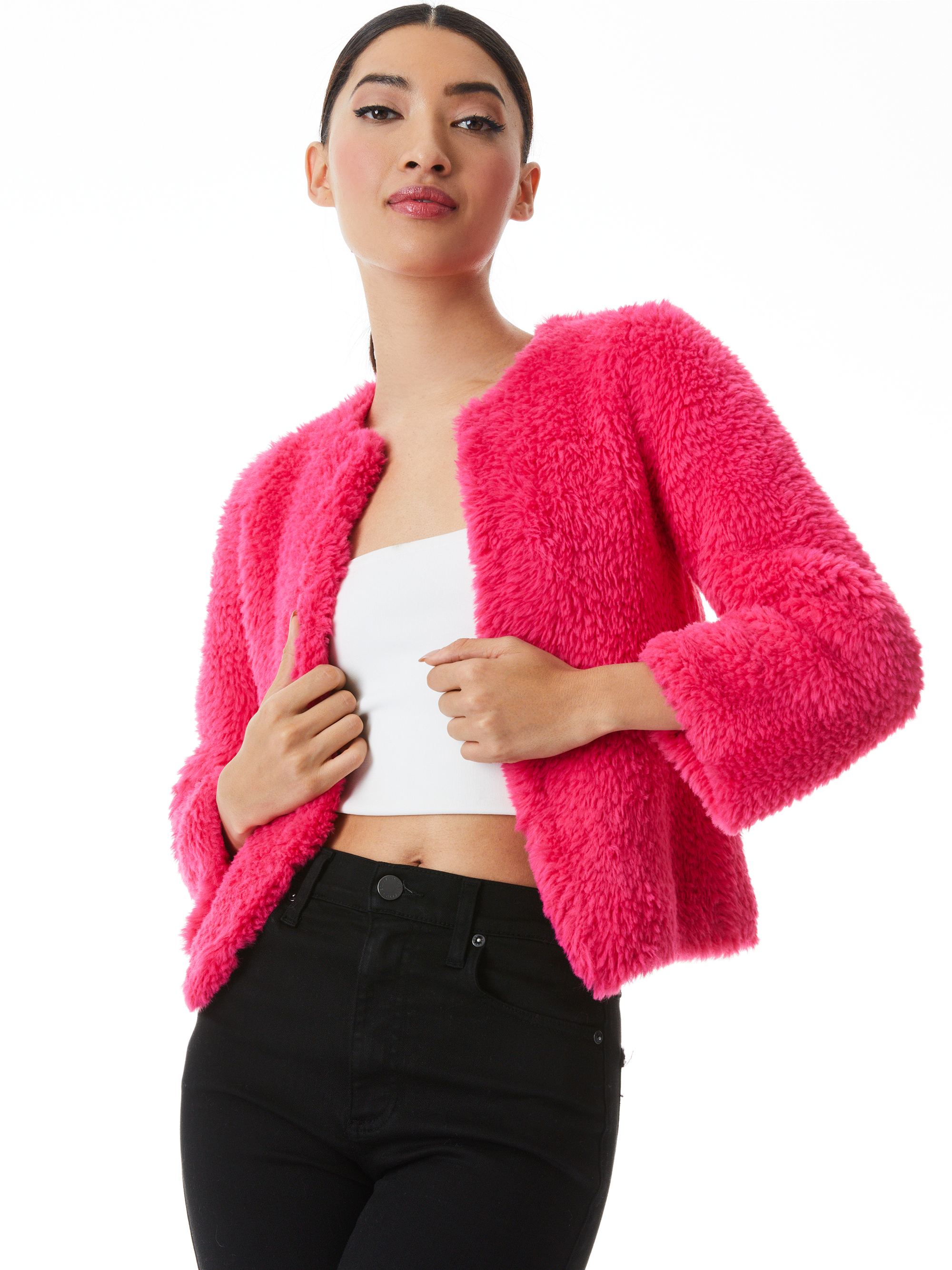 FAWN FAUX FUR JACKET - WILD PINK - Alice And Olivia