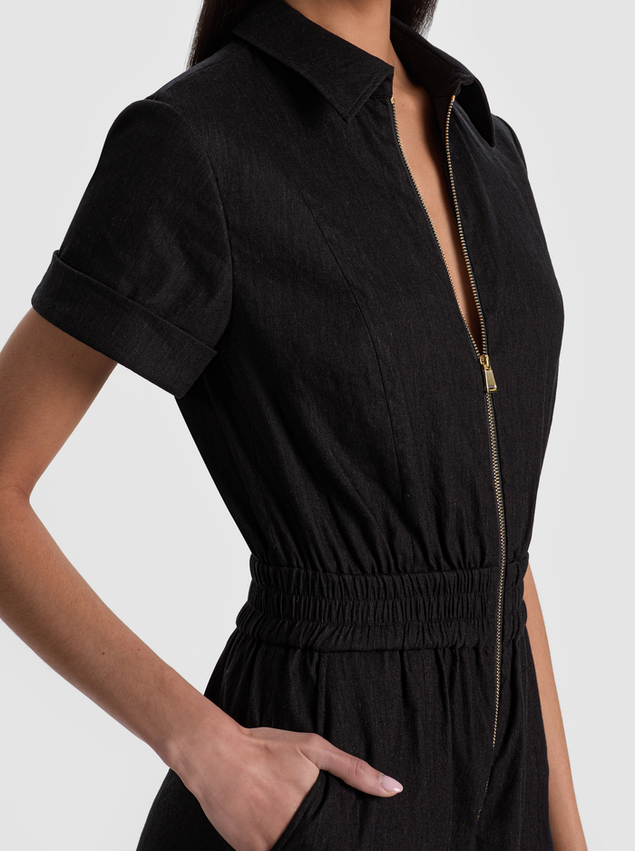 LEVI LINEN ROMPER - BLACK image 1 - ALICE + OLIVIA