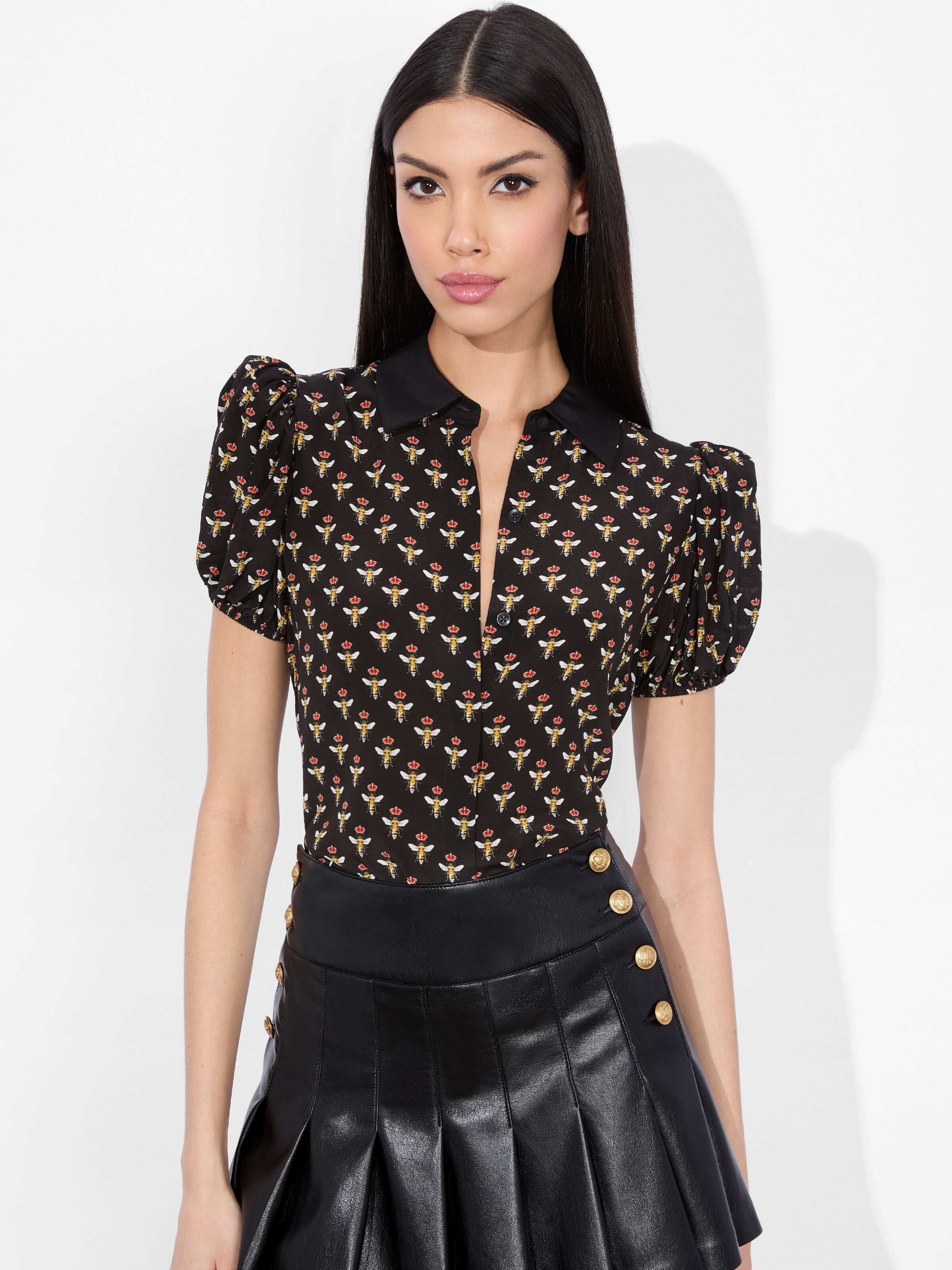Tari Embellished Crystal Sleeve Tee In Black/multi | Alice +