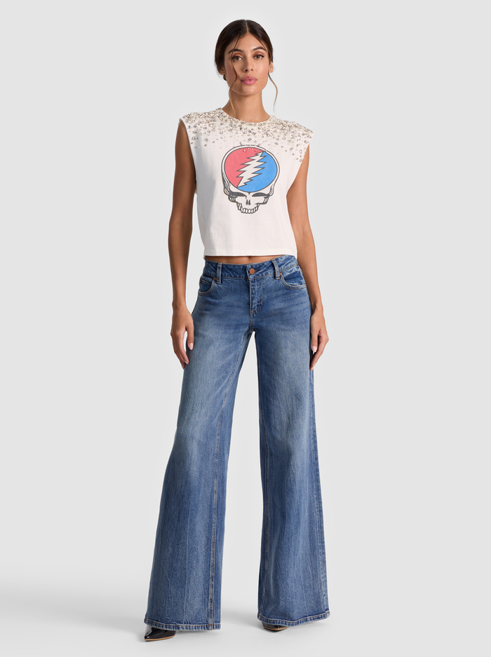 A+O X GRATEFUL DEAD MICAH MUSCLE TANK - OFF WHITE/MULTI image 2 - Alice And Olivia
