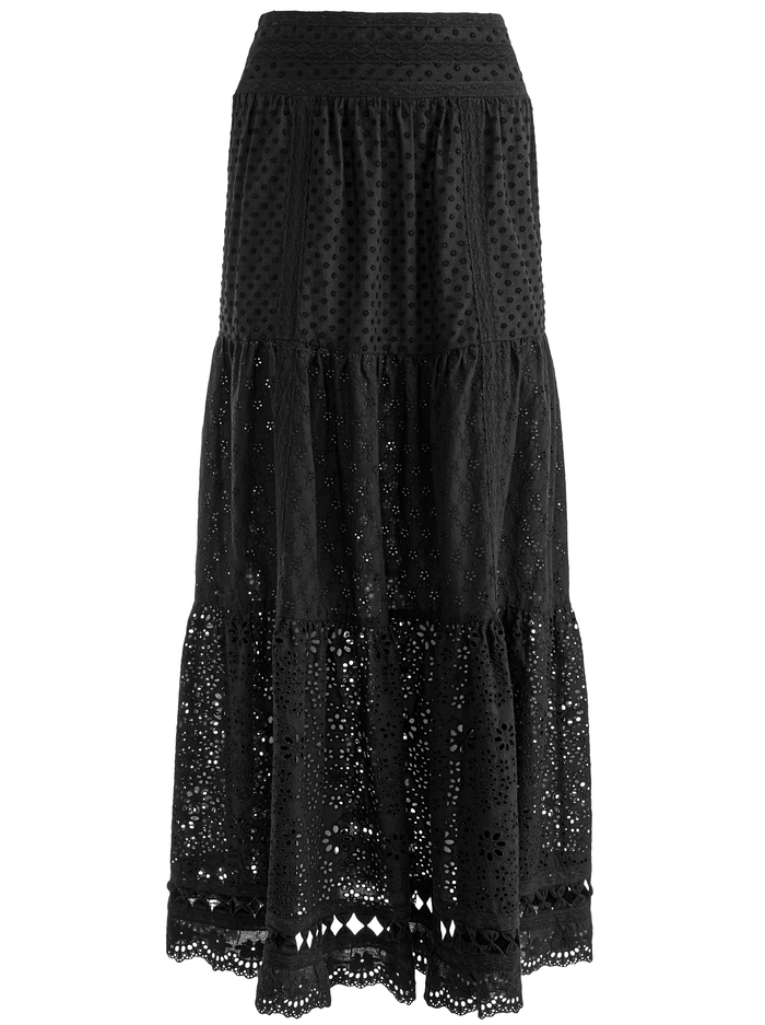 LEONA EMBROIDERED MIDI SKIRT - BLACK image 5 - ALICE + OLIVIA