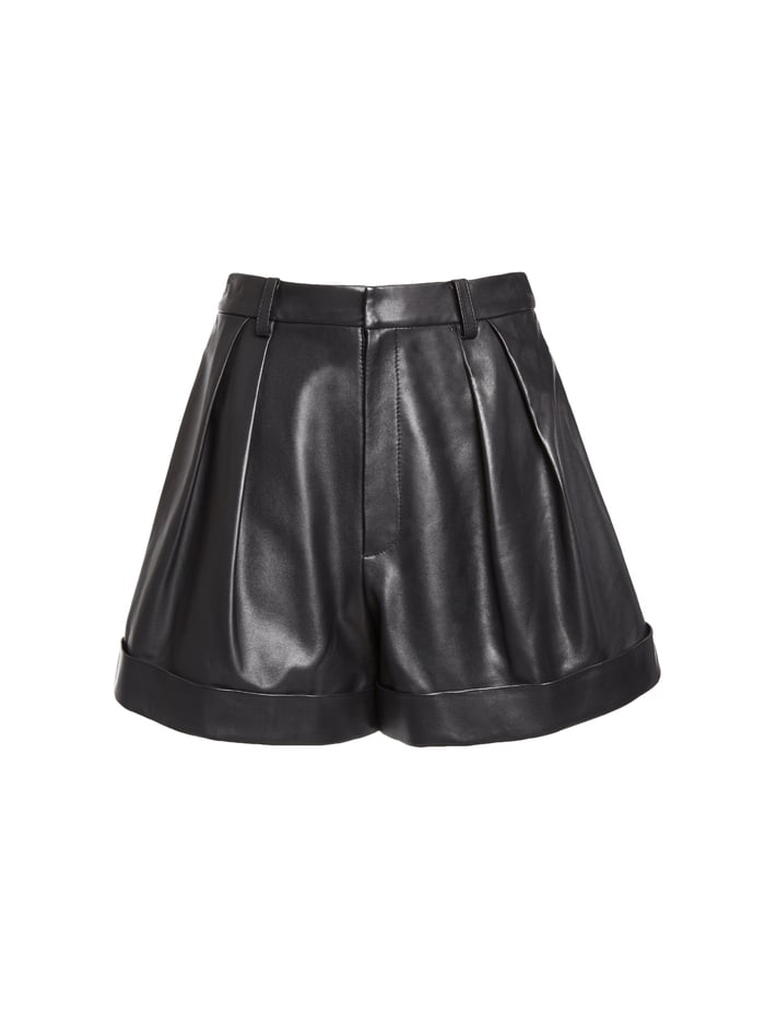 CONRY LEATHER PLEATED SHORTS - BLACK image 5 - Alice And Olivia
