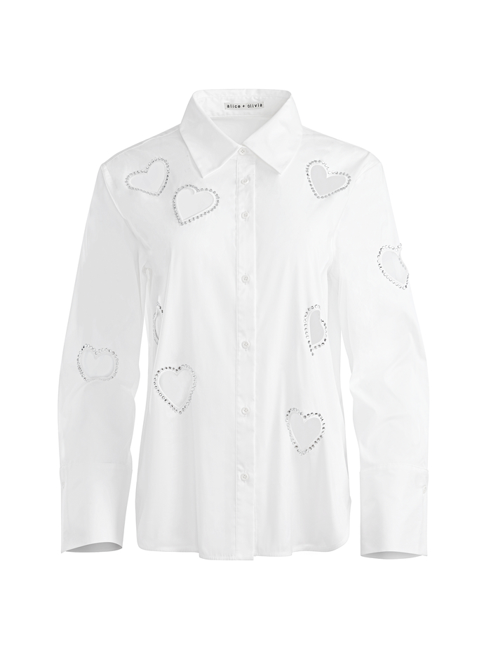 FINELY HEART EMBELLISHED BUTTON DOWN - ECRU image 5 - Alice And Olivia