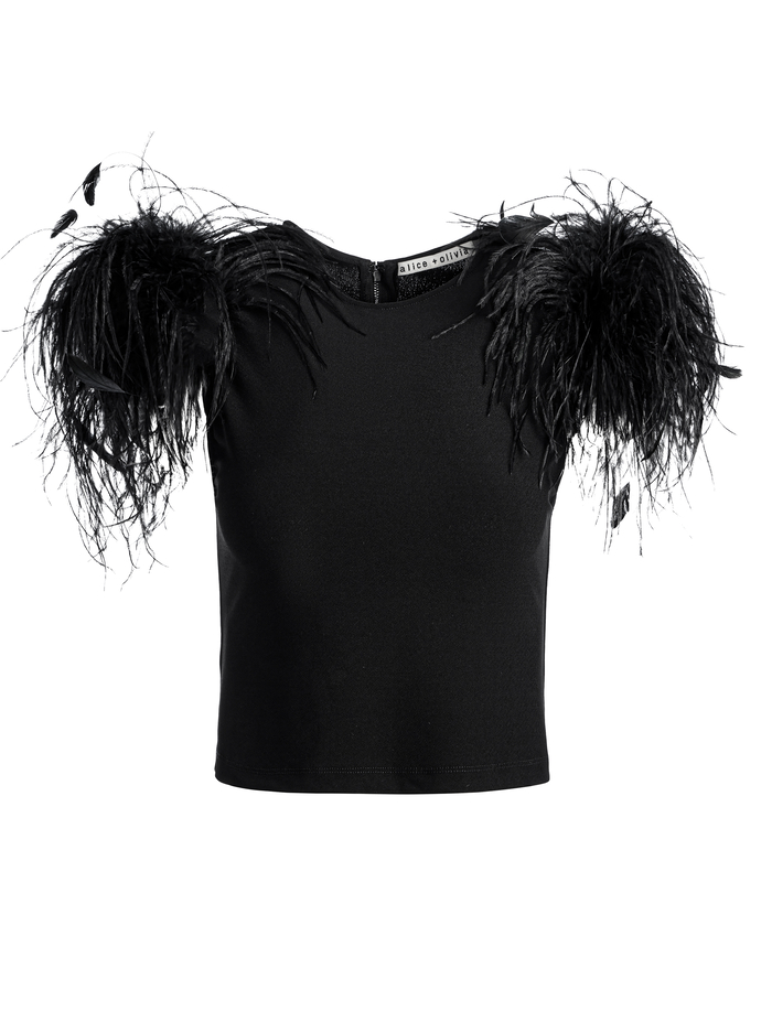TAMICA FEATHER DETAIL TOP - BLACK image 5 - Alice And Olivia